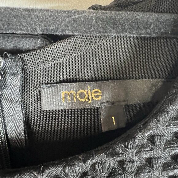 Maje‎ Womens Back Zip Sleeveless Crew Neck Layered Swing Dress Black Sz 1/Small - Picture 4 of 12